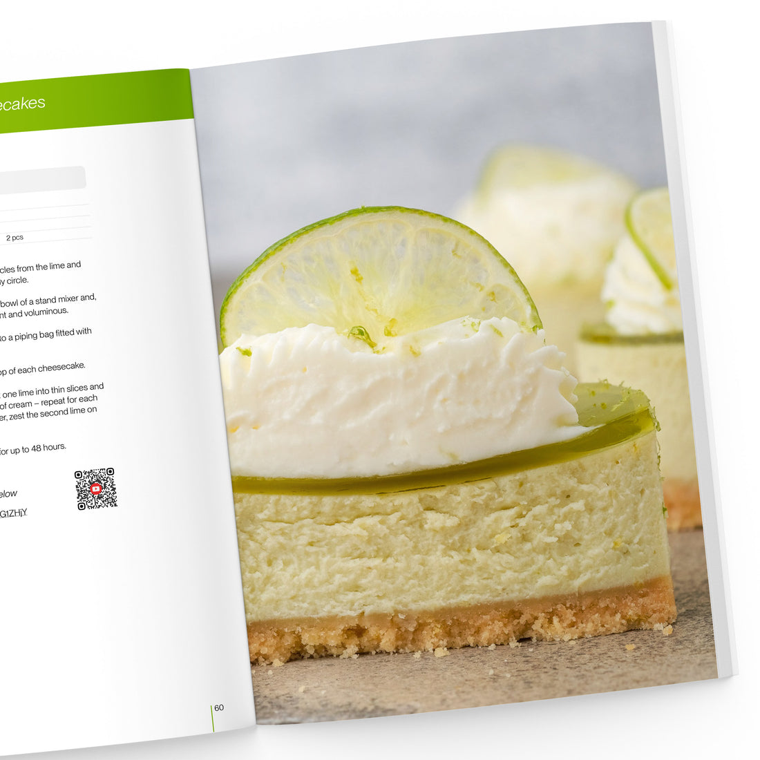 Lime & Basil Mini Cheesecake in a cut view